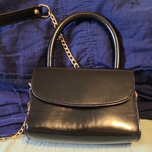 By Far Elegant Black Handbag with Gold Chain